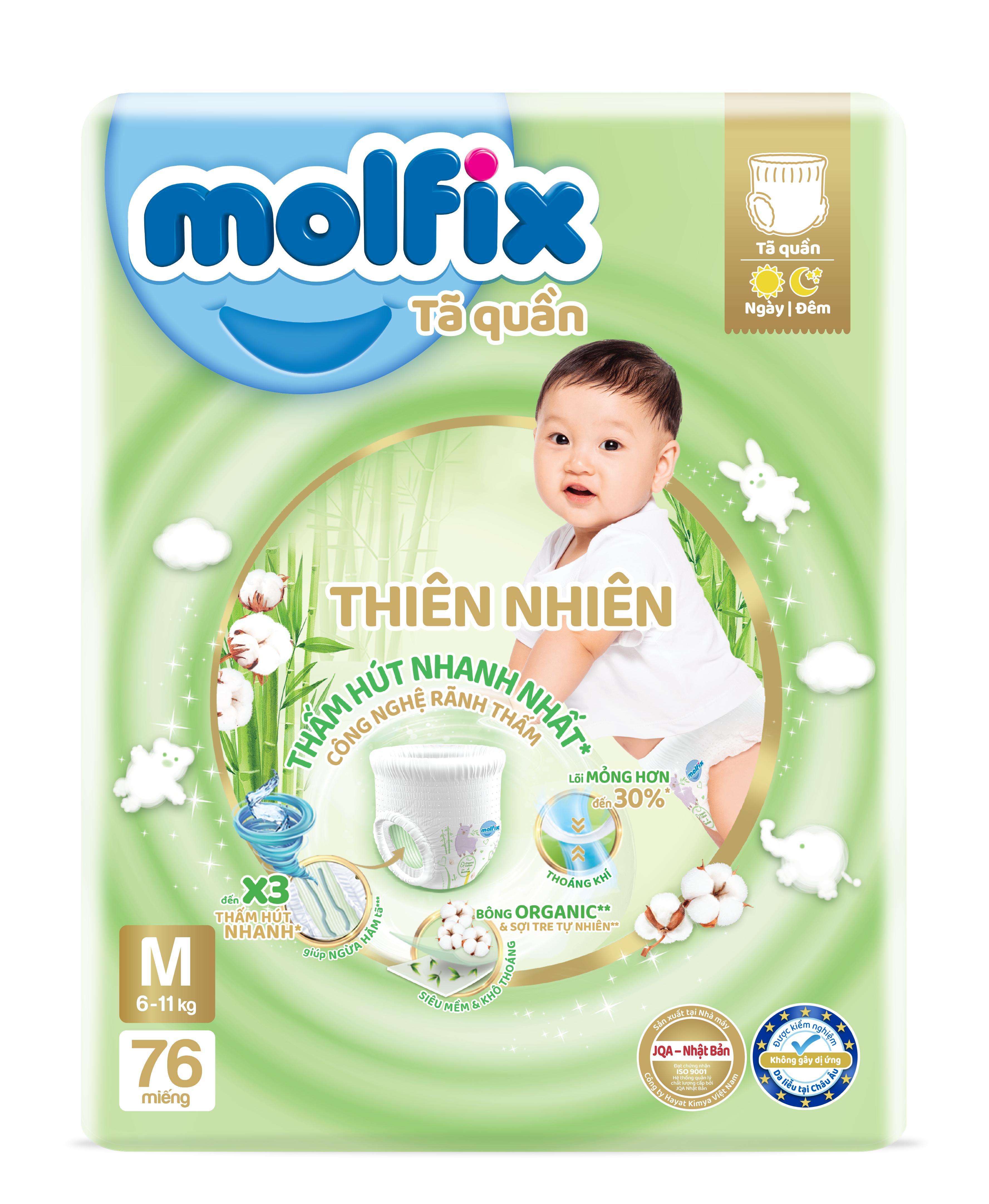 Tã quần Molfix Thiên nhiên Ultra M (6kg 11kg) Gói 76 miếng