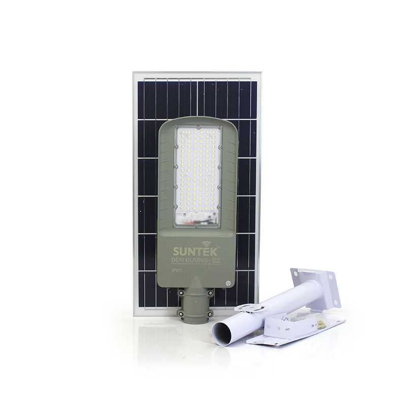 Đèn Đường Năng Lượng Mặt Trời SUNTEK DA-02 Solar Street Light 200W - Chip Led SMD 5054, 2340 Lumen, Sáng 20 giờ, Tự động Bật/Tắt, Điều khiển Từ Xa, Chống Nước/Bụi/Sét