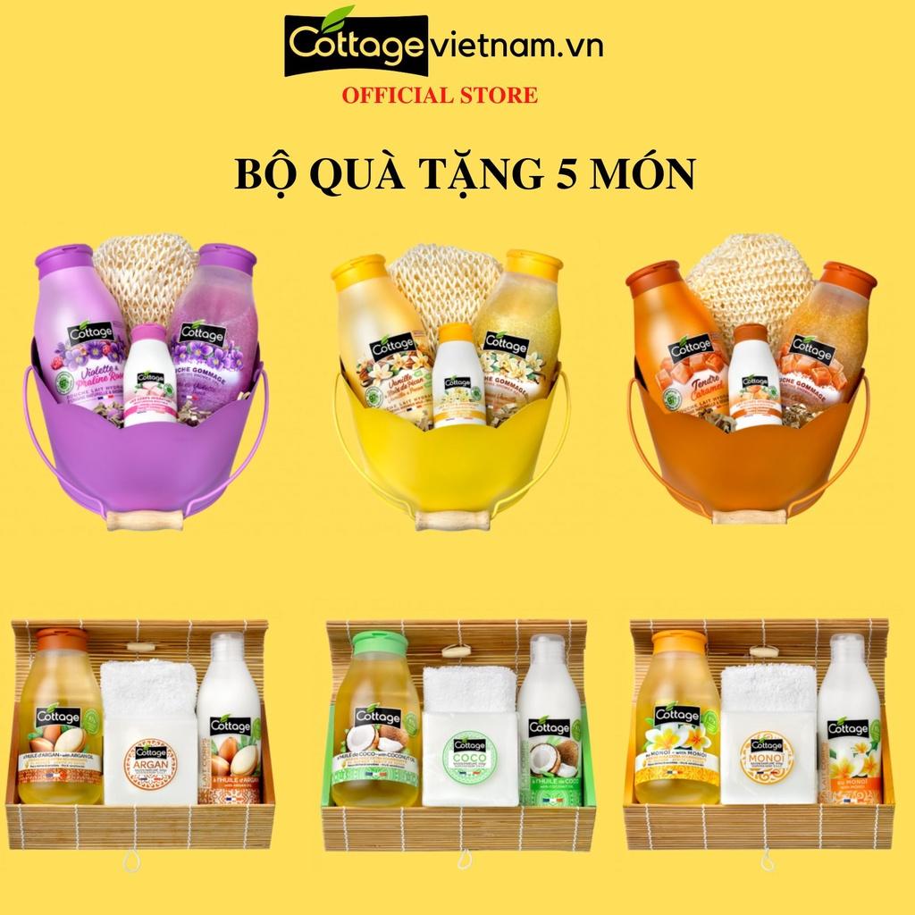 Combo quà tặng 5 món sữa tắm Cottage Hương hoa vani-Mẫu mới 2023