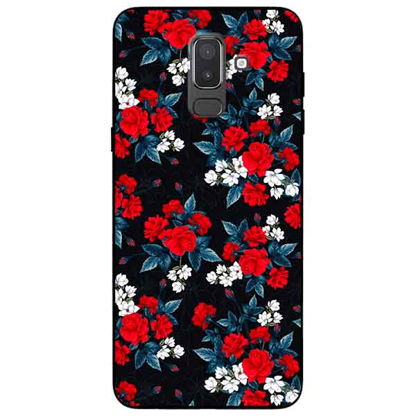 Ốp lưng in cho Samsung J8 2018 Mẫu Hồng Đỏ Nền Đen