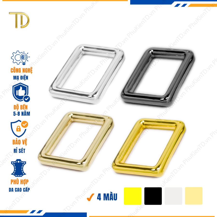 Khoen vuông túi xách, khoen chữ nhật túi xách 21mm cao cấp công nghệ mạ điện độ bền 5-8 năm