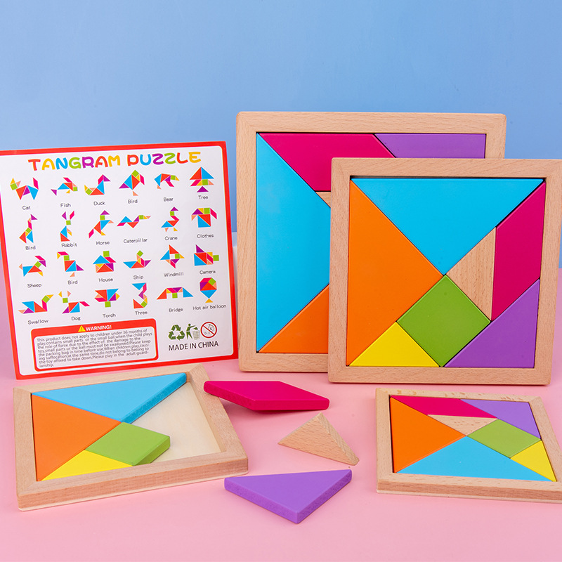 Đồ chơi tangram bằng gỗ xếp hình sáng tạo dành cho trẻ, bộ đồ chơi phát triển trí thông minh và trí tuệ