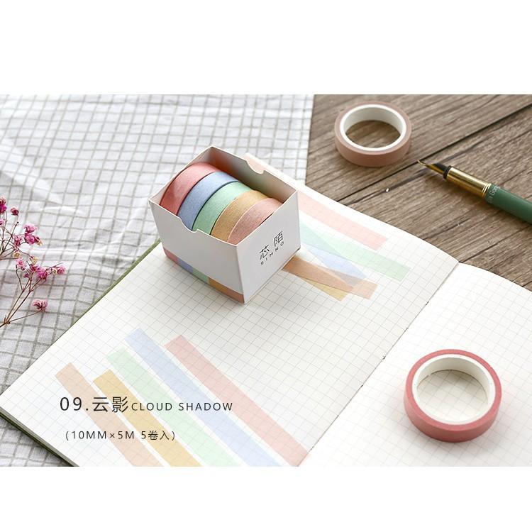 Set 6 Cuộn băng dính DiY Washi Tape Trang Trí Planner, Bujo, Scrapbook