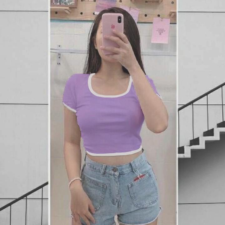 Áo croptop cổ vuông có viền nữ tay ngắn ôm body MADELA, vải cotton mềm mịn thoáng mái, kiểu dáng ôm body trẻ trung năng động dễ phối đồ, có nhiều màu và đủ size để lựa chọn - ACTN02
