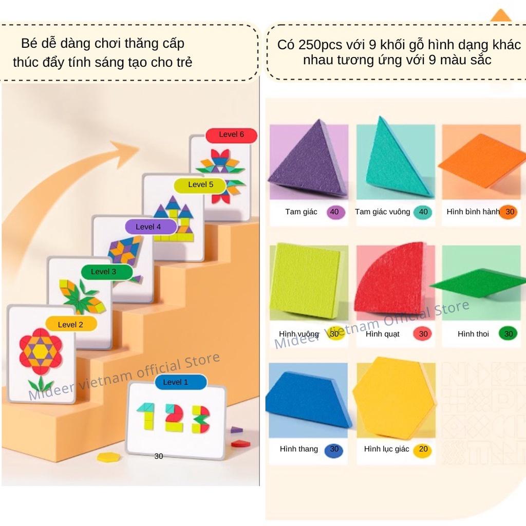 Xếp hình Tangram nam châm đồ chơi giáo dục cho bé Mideer Magnetic Geometry Blocks 250pcs