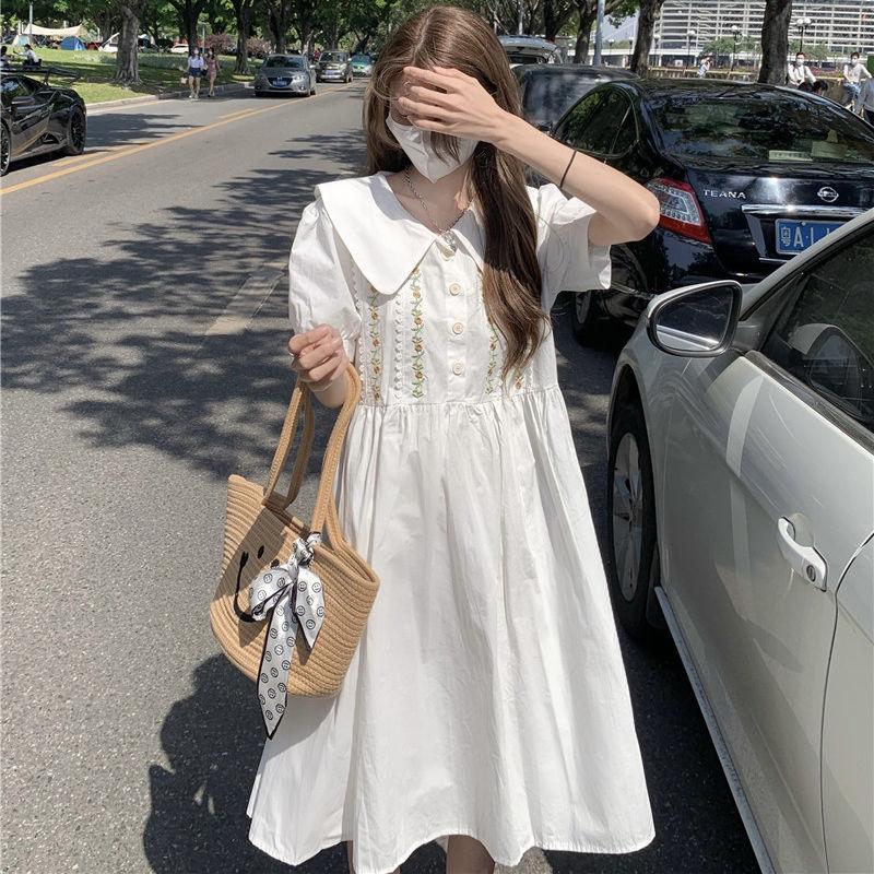 DONGSHOP Váy cổ búp bê cho bé gái 15 tuổi 14 học sinh tiểu học 13 bé gái Mori mặc váy ngọt ngào quá đầu gối