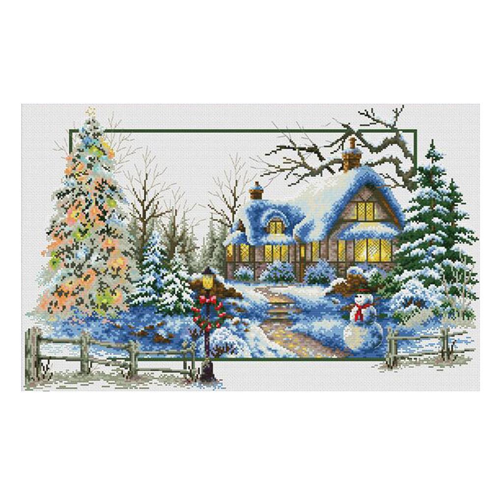 Stamped Cross Stitch Kit DIY Handmade Needlework Four Seasons Scenery
