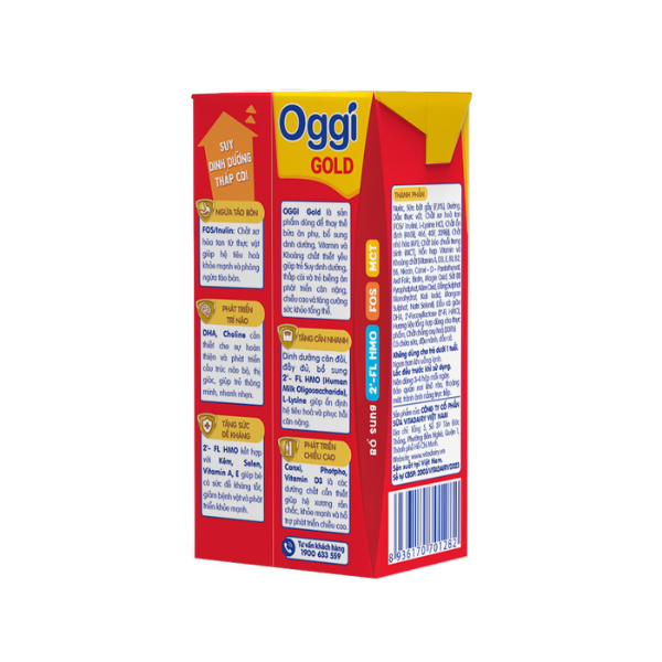 Sữa uống dinh dưỡng Oggi Gold 110ml giúp bé tăng cân nhanh, ngừa táo bón - VitaDairy