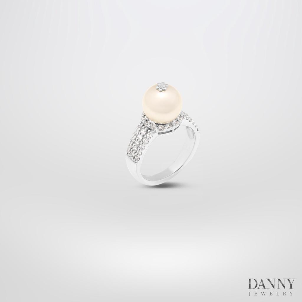 Nhẫn Nữ Danny Jewelry Bạc 925 Đính Ngọc Ốc Viền Đá CZ Xi Rhodium/Vàng hồng/Vàng 18k N0090