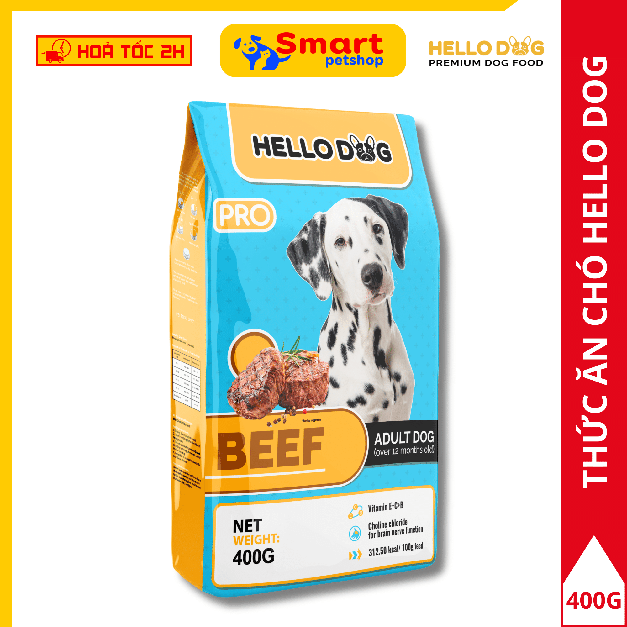Thức Ăn Cho Chó Vị Bò Nướng Thơm Ngon - Hello Dog Beef 400G