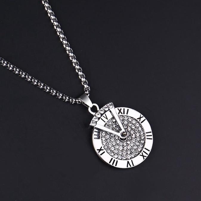 Dây Chuyền Nam Vòng cổ Nam nữ Màu Bạc Kuu Clothes - Vòng Cổ Hình Tròn Chất Liệu Titan Không Gỉ - Clock Chain