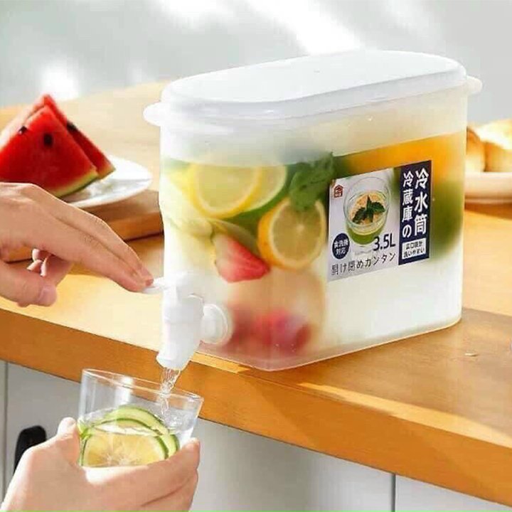 Bình nước tủ lạnh 3.5 lít có vòi chuyên để tủ lạnh - Bình nước pha trà nước trái cây nước lọc bằng nhựa có vòi.