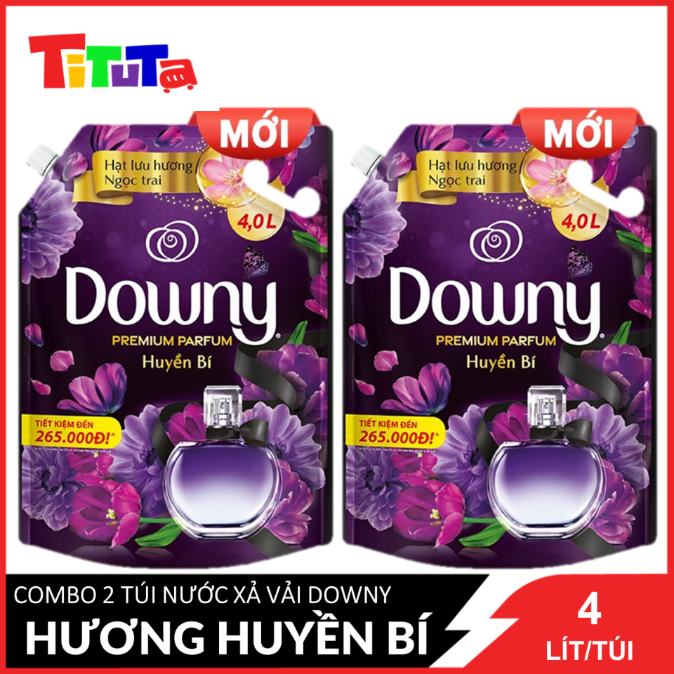 Combo 2 Túi Nước Xả Vải DOWNY Nước Hoa Cao Cấp Đậm Đặc Hương Huyền Bí Túi 4L