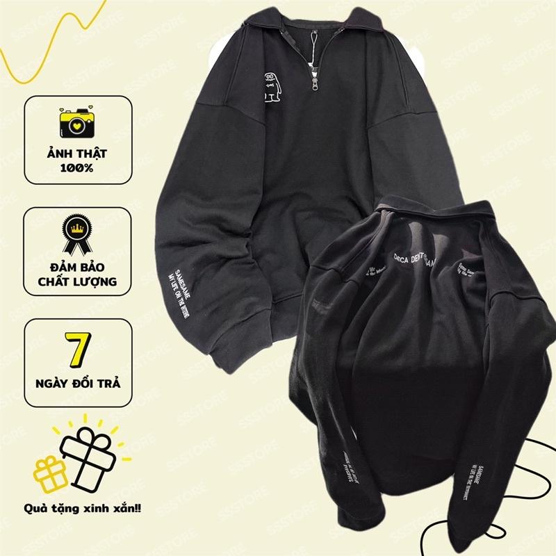 áo sweater SAMES màu đen unisex ảnh thật SSSTore ( nam nữ mặc đều được