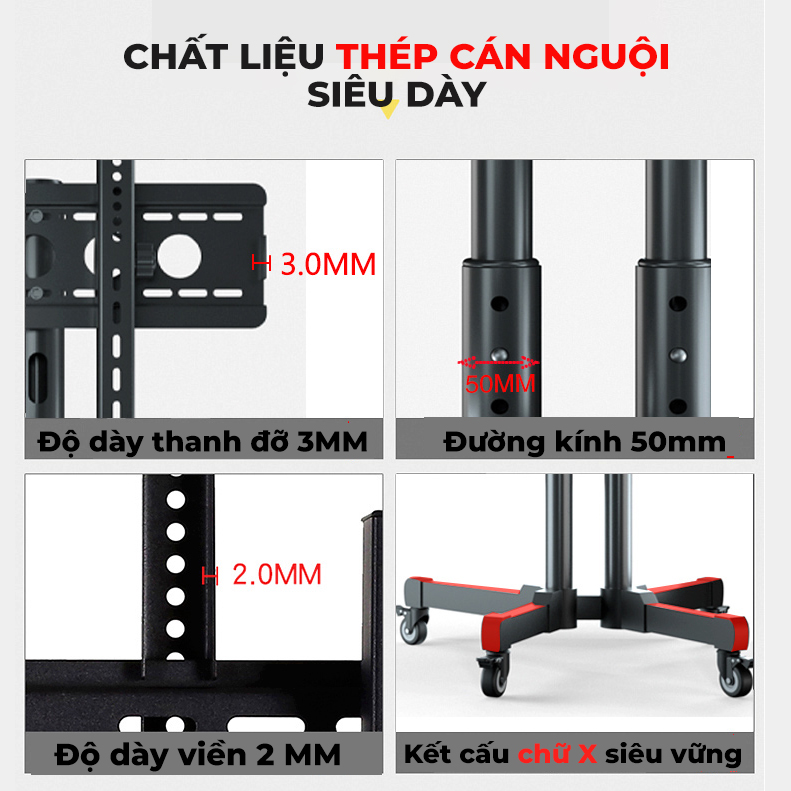 Giá đỡ TV kệ để TV di động có bánh xe lắp TV 32-65 inch