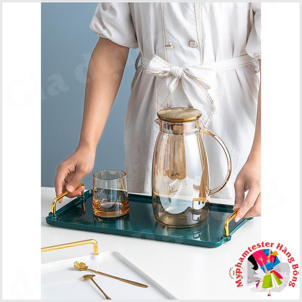 Full Bộ Bình Cốc Thủy Tinh Vàng Hổ Phách Borosilicate Siêu Sang | Trọn Bộ Bình Cốc Đun Trực Tiếp Vàng Nắp Inox 2022