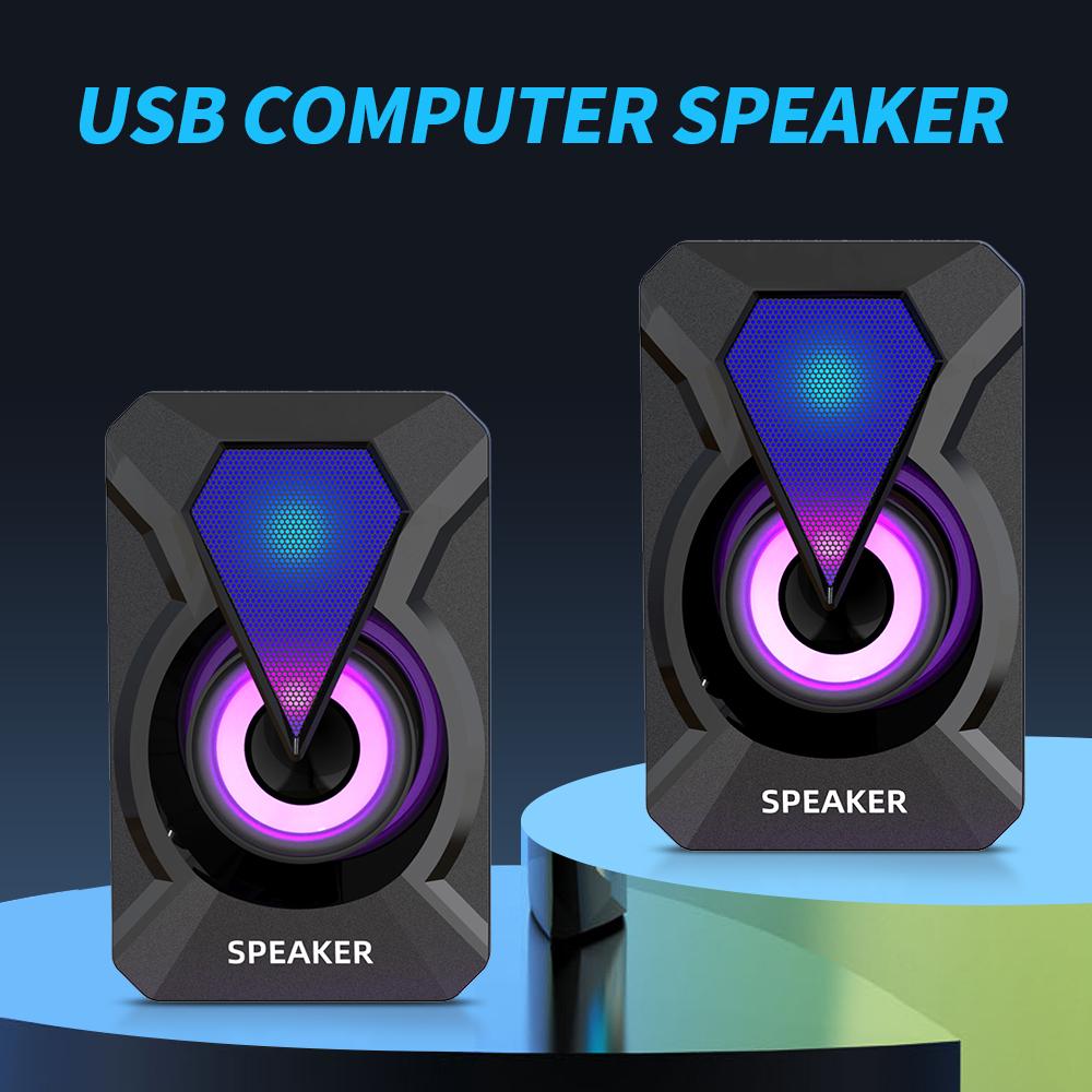 Loa máy tính xách tay với hiệu ứng ánh sáng RGB Giao diện AUX 3,5 mm Tương thích với điện thoại di động máy tính xách tay PC có dây USB