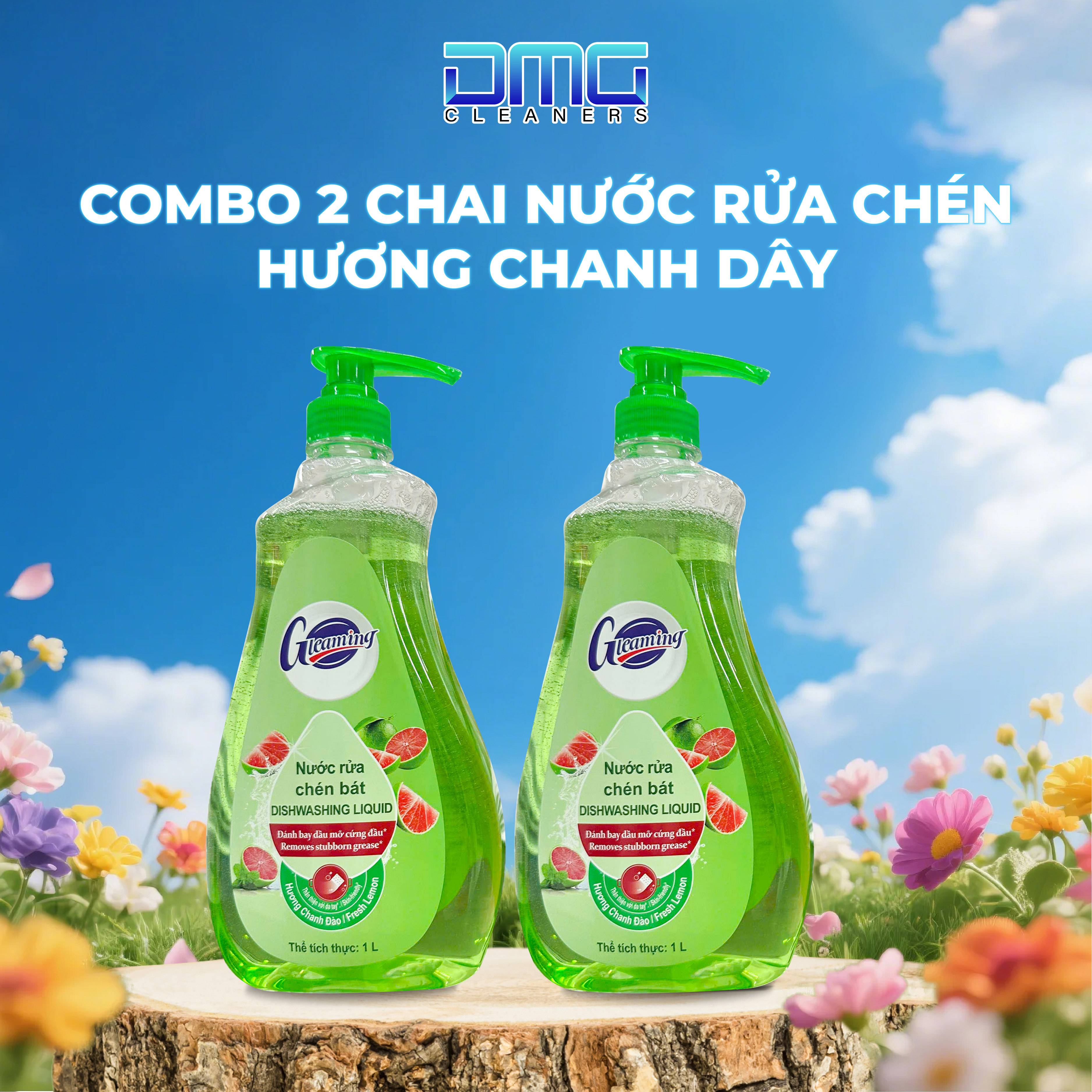 Combo 2 Chai Nước Rửa Chén Gleaming Hương Chanh Dây 1L/Chai