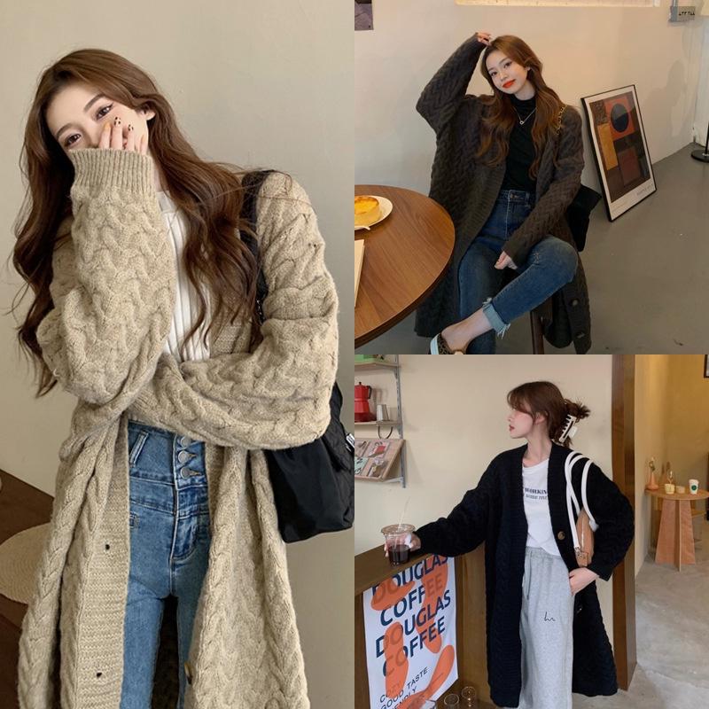 Áo khoác len cardigan nữ form dài rộng bigsize cho nữ phong cách Hàn Quốc Hàng Quảng Châu chất đẹp S-1