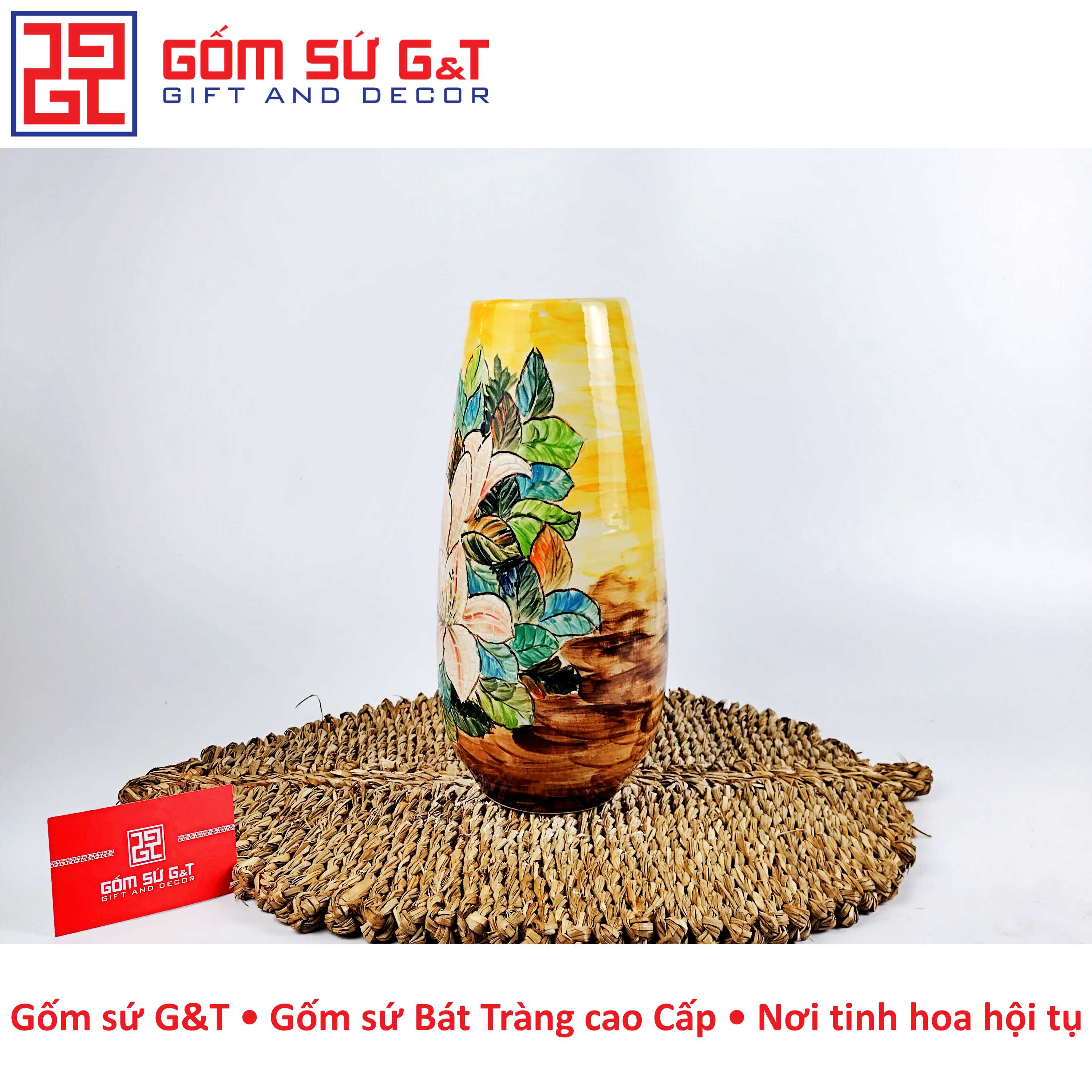 Lọ hoa bom miệng rộng hoa loa kèn Gốm Sứ G&T
