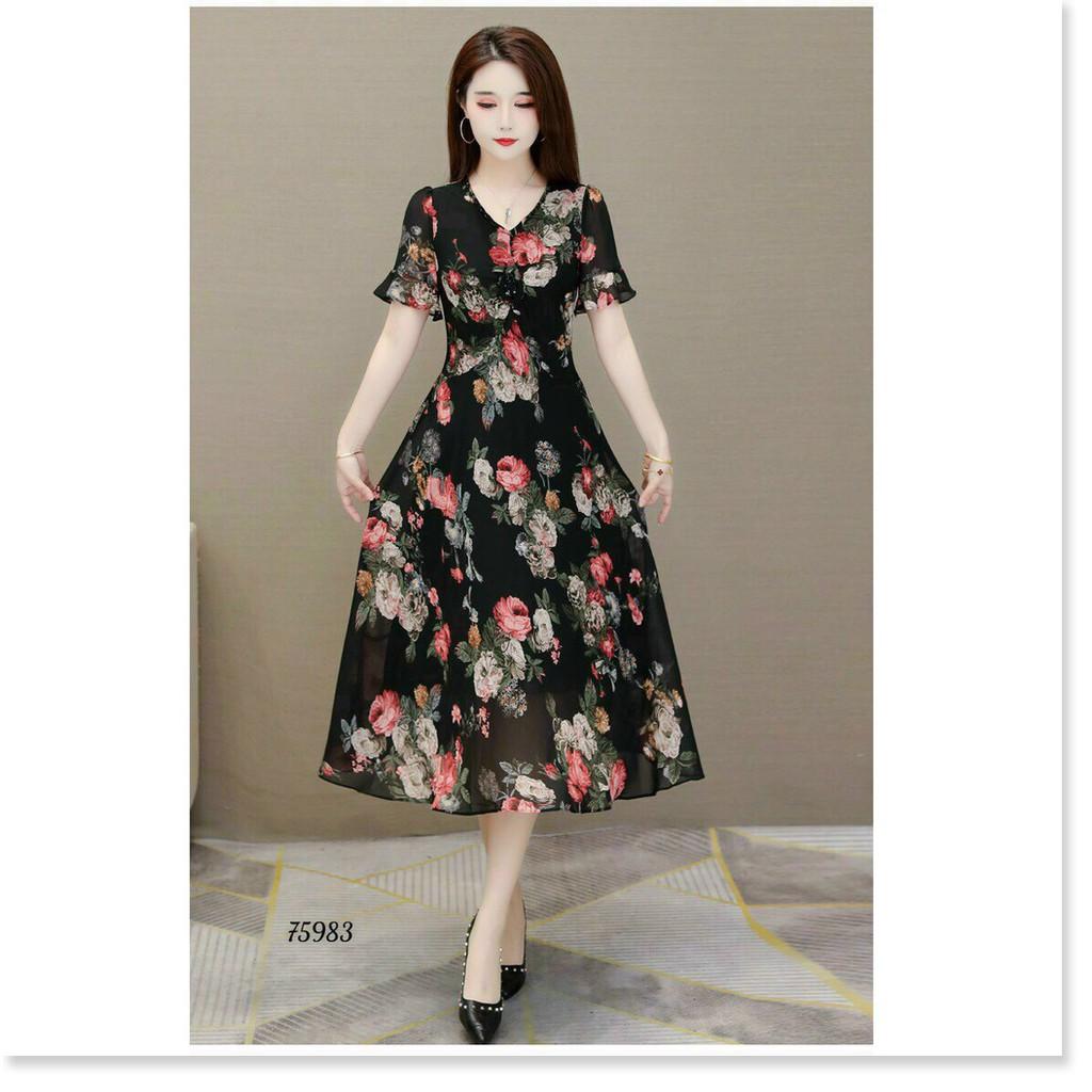 ĐẦM LỤA DÁNG XÒE HỌA TIẾT HOA VÔ CÙNG XINH THỜI TRANG LANO STORE 99
