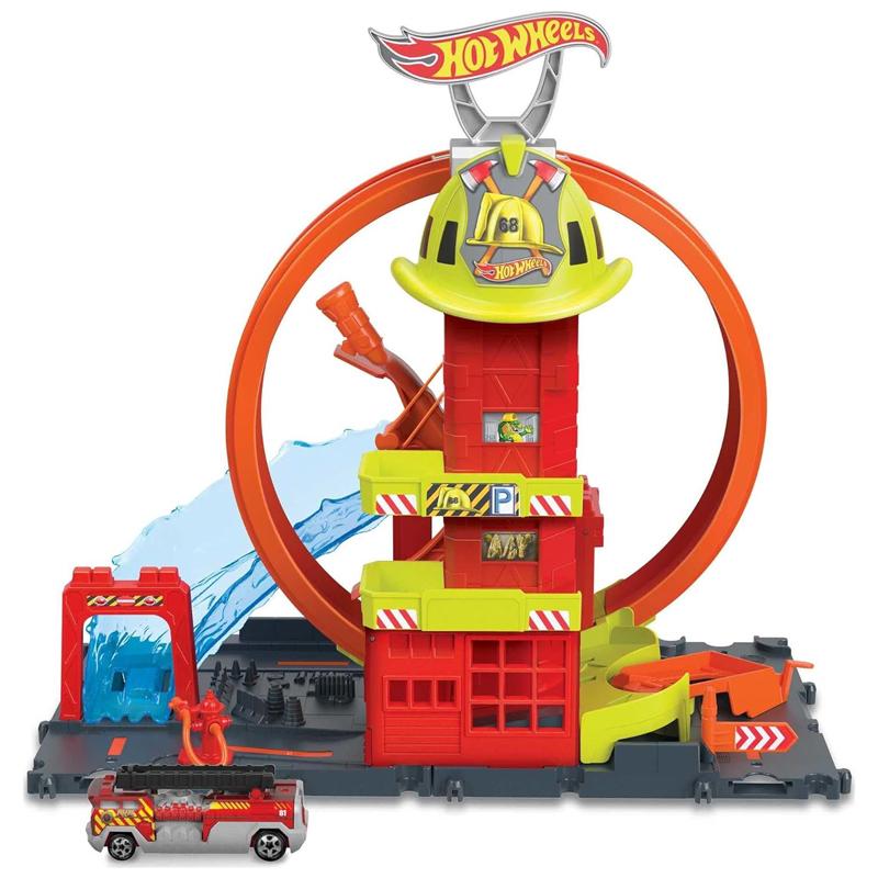 Bộ Đồ Chơi Trạm Cứu Hỏa Xoắn Ốc Siêu Cấp - Hot Wheels HKX41