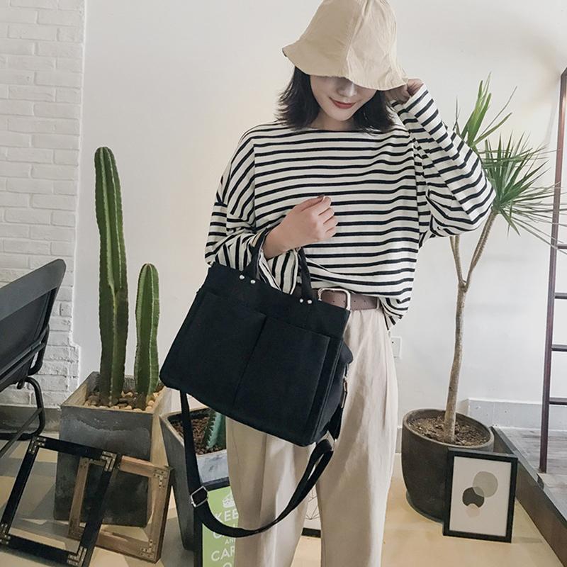 Vải Bố Đa Túi Dây Kéo Túi Xách Cho Học Sinh Sinh Viên Giáo Viên Trường Vải Giải Trí Hàng Đầu-Túi Dành Cho Thiếu Niên Lớn Jumbo túi Đeo Chéo