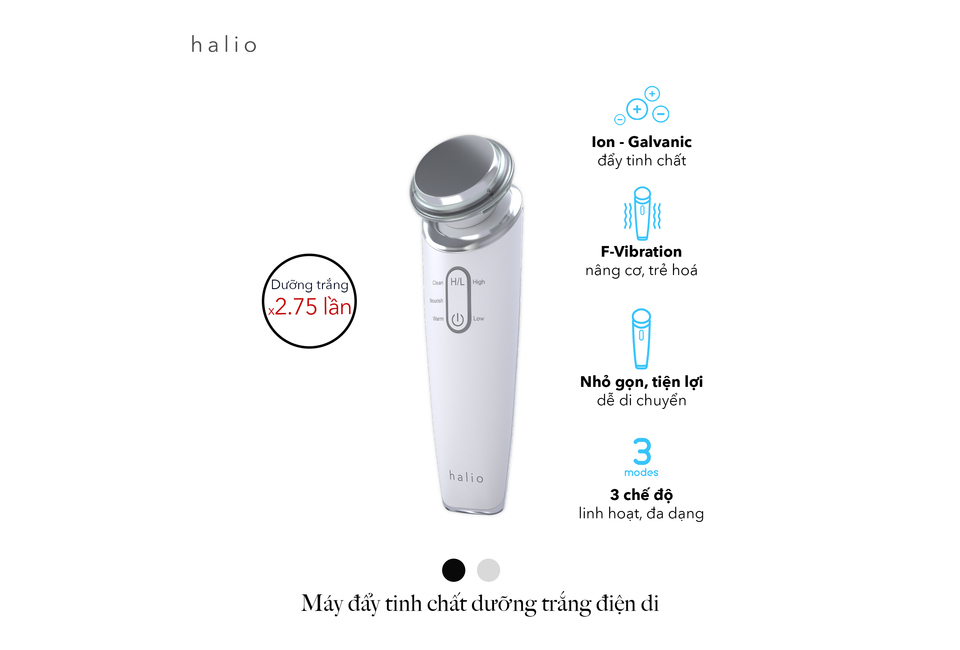 [Membership] Máy Đẩy Tinh Chất Dưỡng Trắng Halio Ion Cleansing &amp; Moisturizing Beauty Device - Trắng