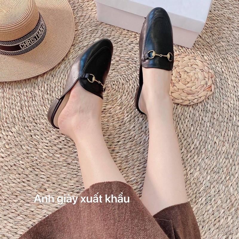 DL05 -Dép lê/ sục nữ siêu hót da lì mũi vuông khoá hàng loai 1 full box