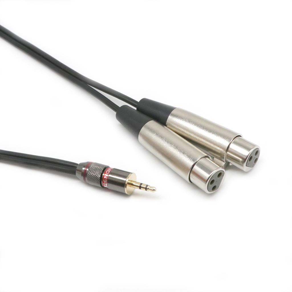 1/8" 3.5mm Jack to Dual XLR Female Y Stereo Microphone Audio Cable Cord