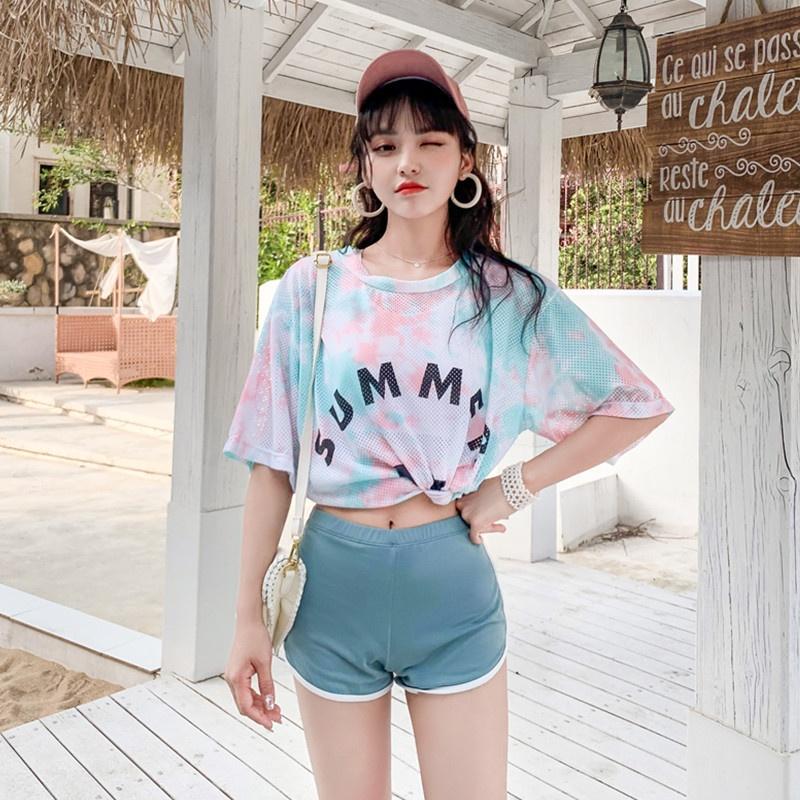 Bộ đồ bơi nữ áo lưới 3 mảnh chất đẹp phong cách thể thao kín đáo