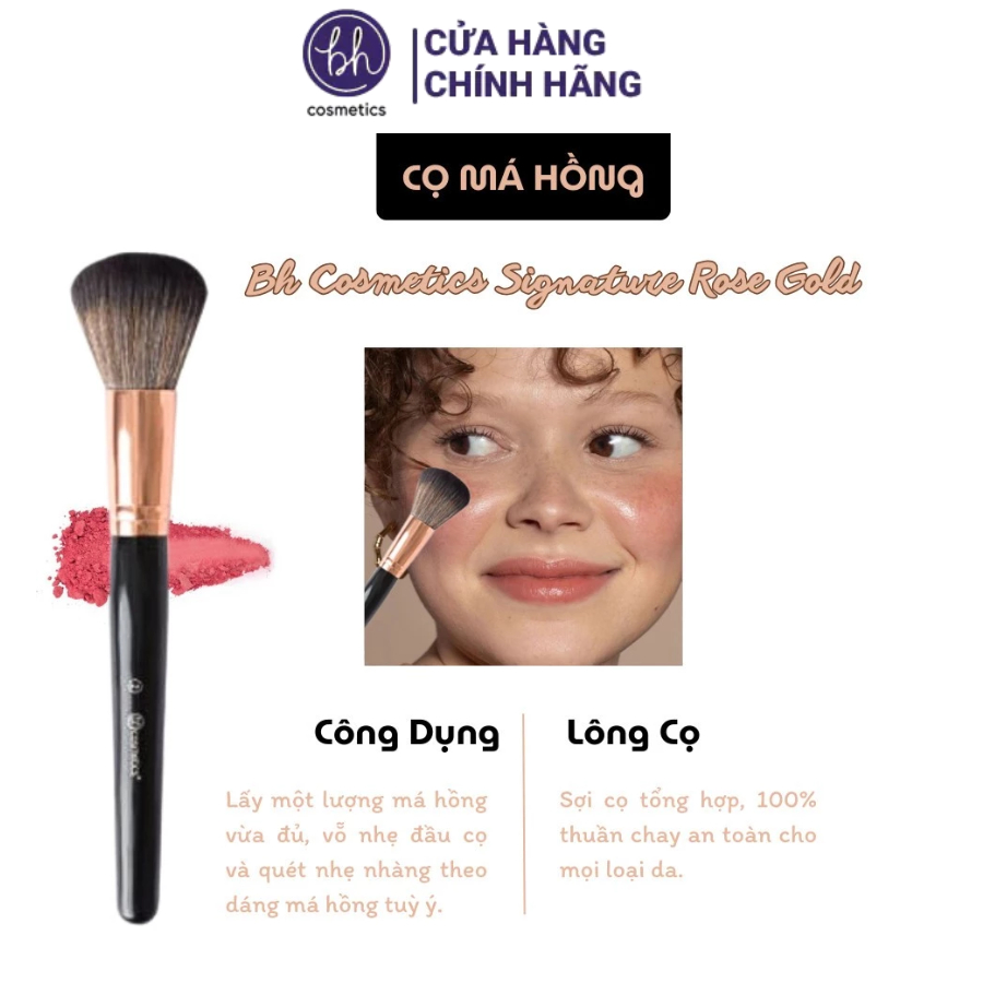 Cọ má hồng & phủ, đầu tròn Bh Cosmetics Signature Rose 02