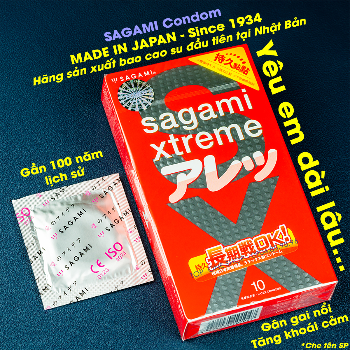 2 Hộp Bao Cao Su SAGAMI Xtreme Feel Long, Gai, Mẫu Mới, MADE IN JAPAN, Hàng Chính Hãng, 20 Cái