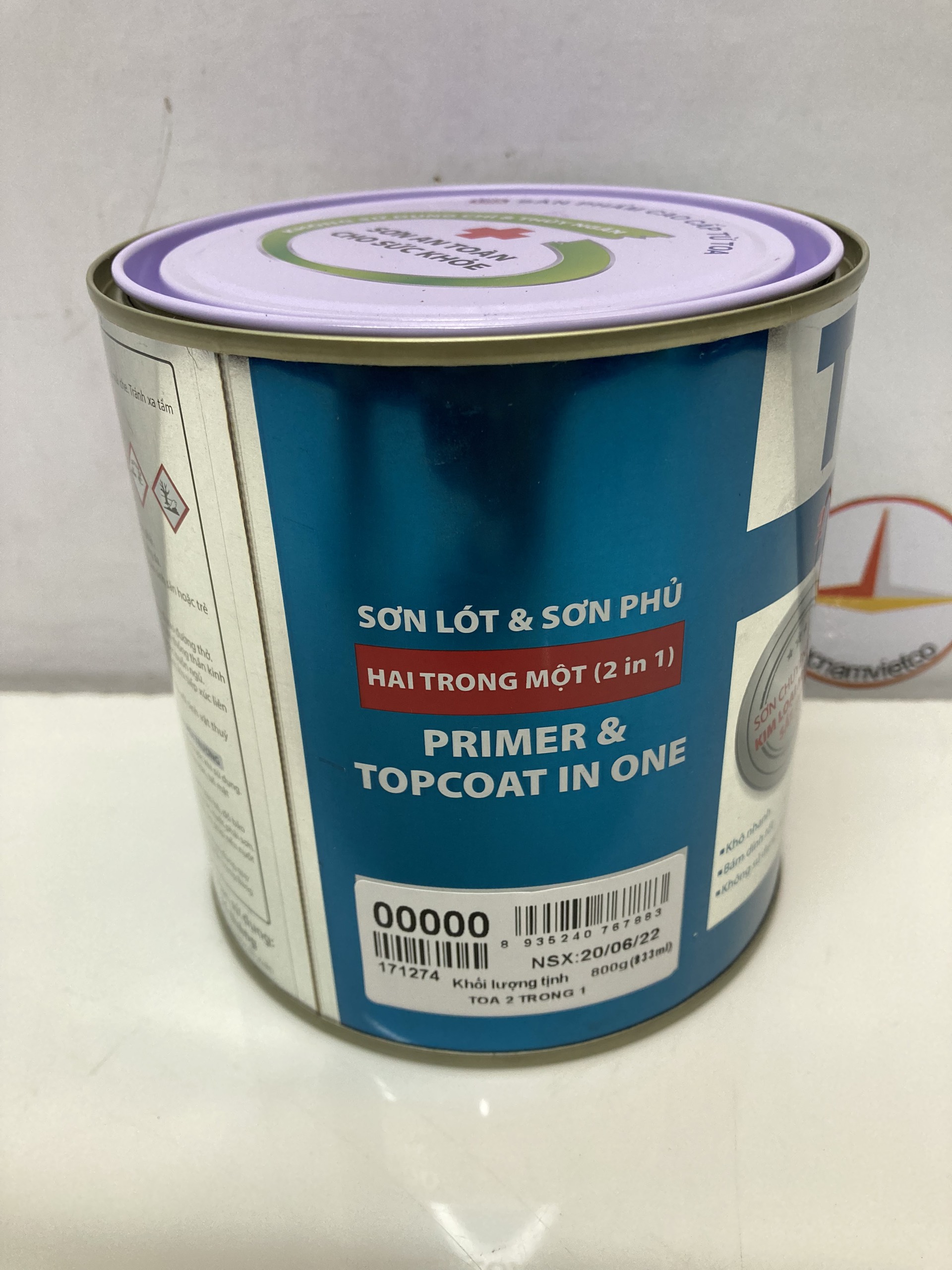 Sơn sắt mạ kẽm Toa 2 trong 1 màu bạc 000 _ 800G