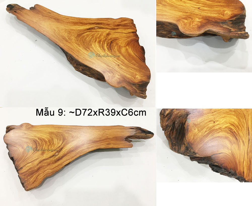 Khay trà gỗ Cẩm nguyên khối vân đẹp sang trọng, hình dáng độc đáo, decor trà đạo