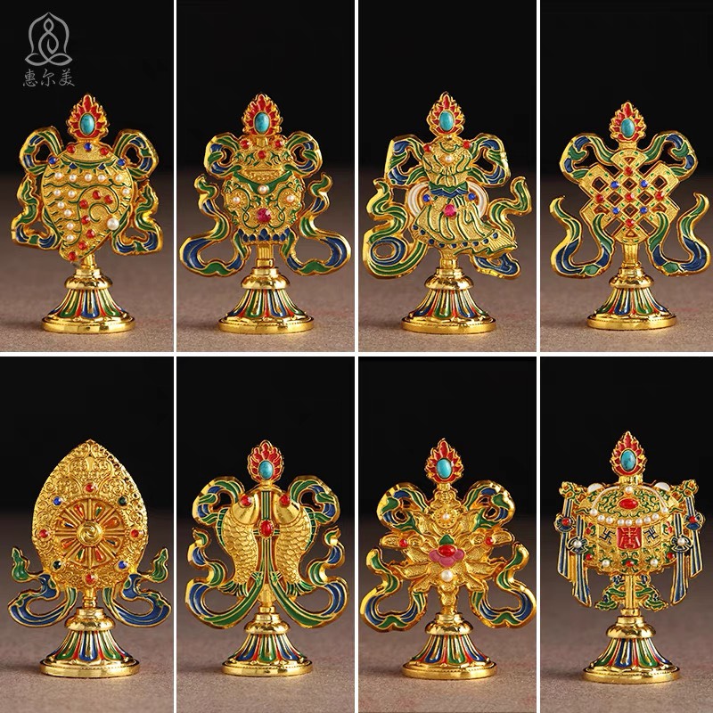 BỘ BÁT CÁT TƯỜNG - 8 BIỂU TƯỢNG CÁT TƯỜNG PHẬT GIÁO TÂY TẠNG CAO 10cm