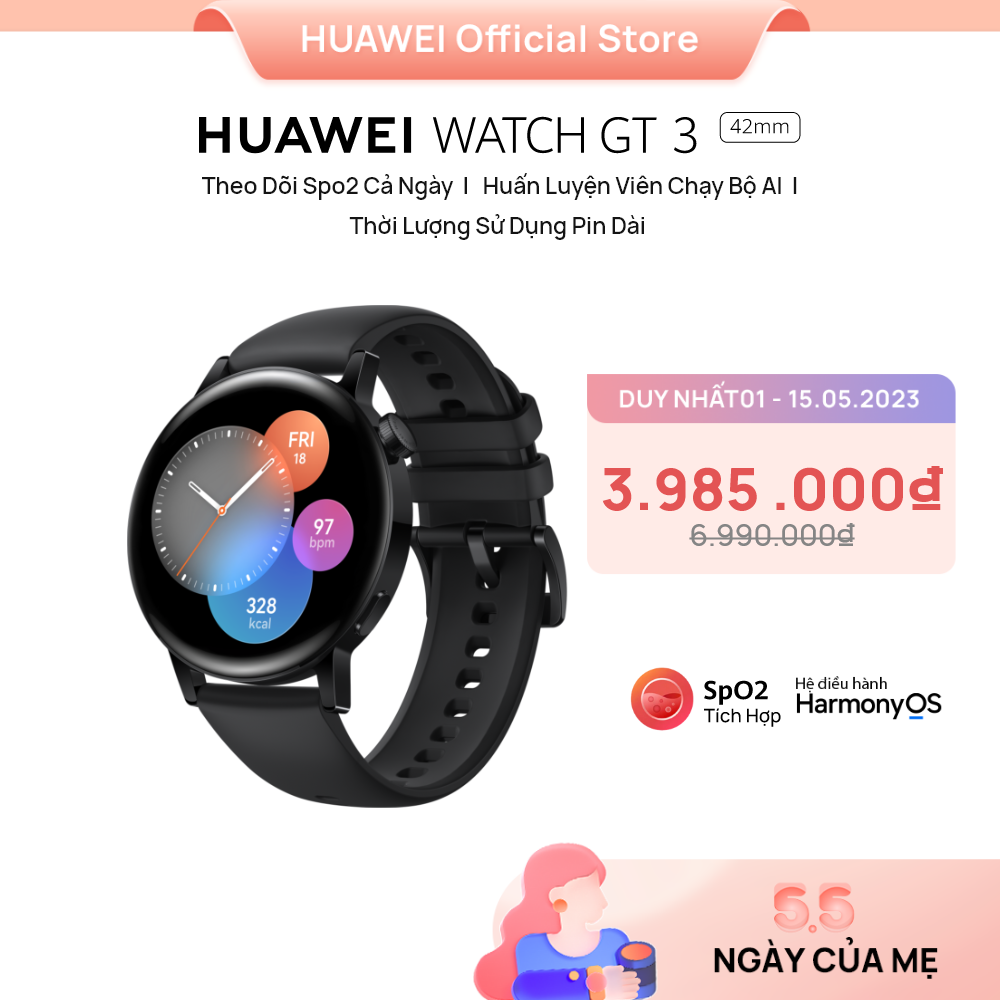 Đồng Hồ Thông Minh HUAWEI WATCH GT 3 42mm |Theo Dõi Spo2 Cả Ngày | Huấn Luyện Viên Chạy Bộ AI | Thời Lượng Sử Dụng Pin Dài | Hàng Chính Hãng