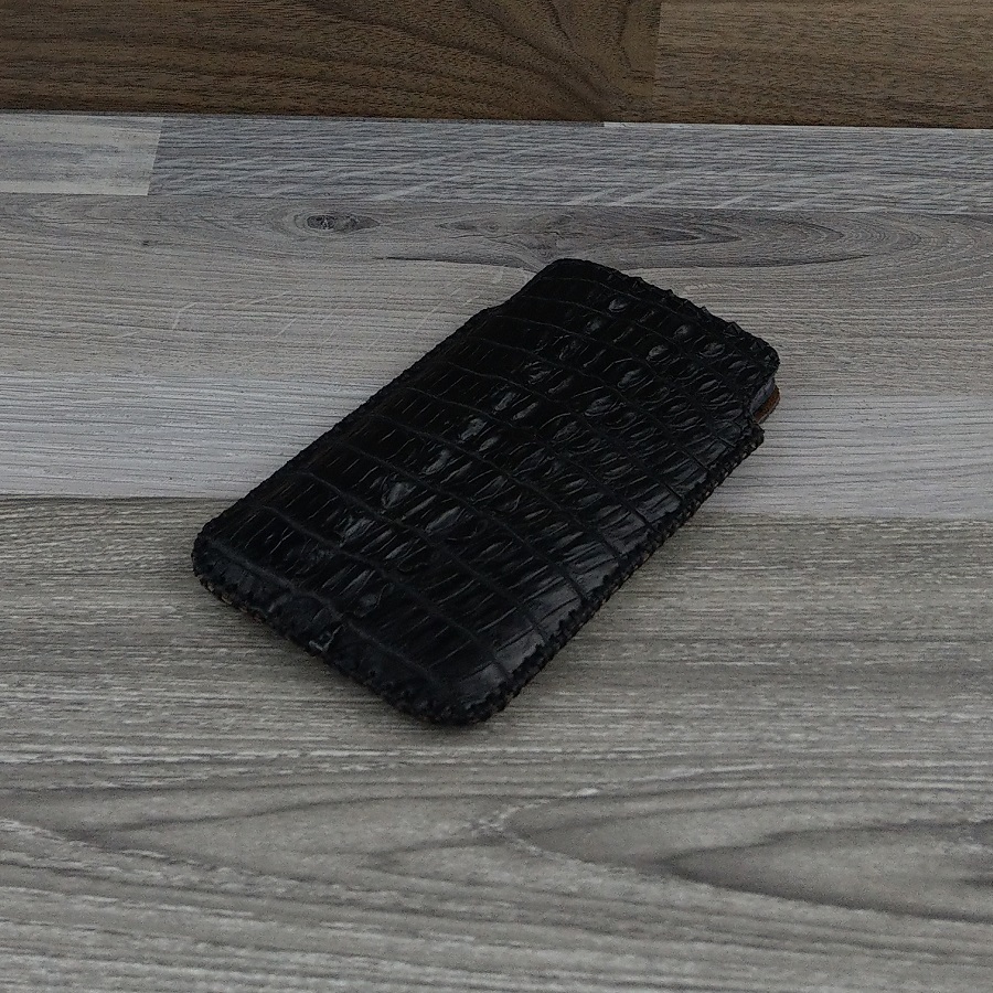 Bao Da Rút dành cho Iphone 11 Pro Max Da Cá Sấu Thật Màu Đen