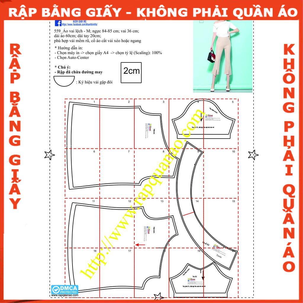 Rập giấy A0 mã 559 - Rập áo trễ vai (BẢN VẼ)