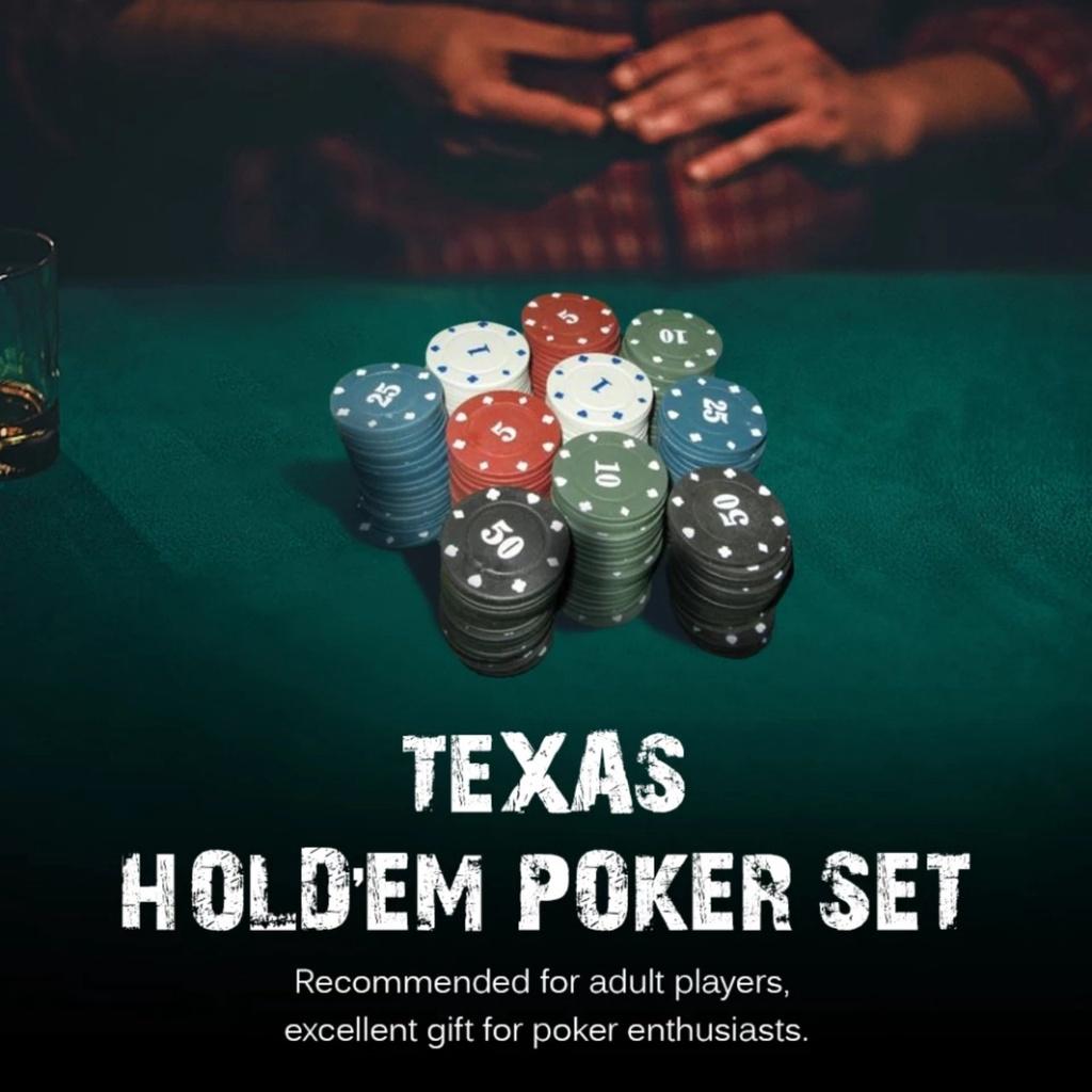 Bộ Phỉnh Poker 200 Chips xì dách có số thảm Blackjack