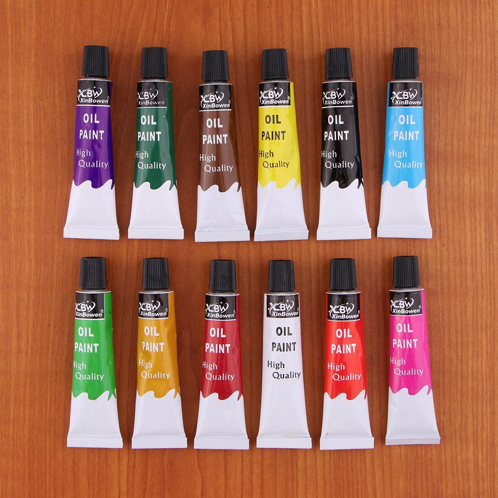 Set of 12 Acrylic Paint Set, Watercolor/ Oil Painting Tubes for Kids and Adults, Art & Craft Sets for Fabric, Wood, Ceramic, Glass, Rock