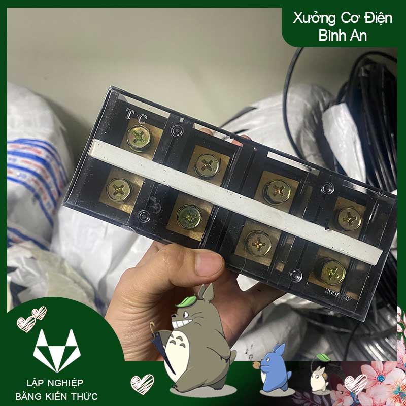 Cầu đấu điện 200A 4P bằng đồng có nhựa cách điện domino 3 3pha 100A