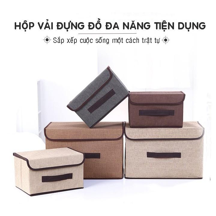 Hộp Vải Đựng Đồ, Đựng Quần Áo, Đồ Lót Gấp Gọn - Thùng Đựng Đa Năng Có Nắp Đậy