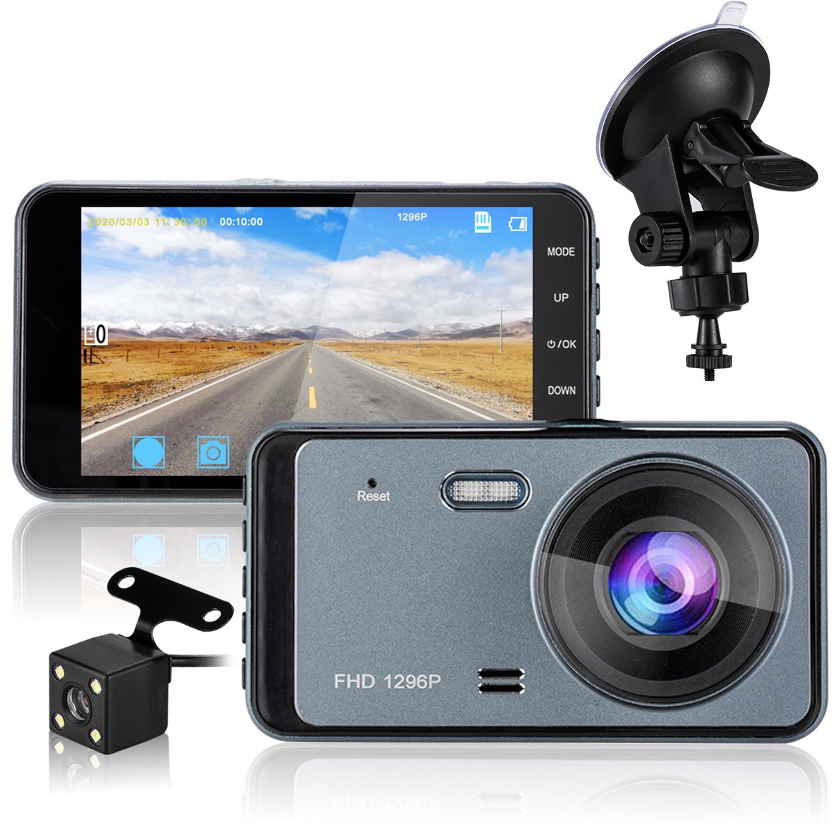 Camera Hành Trình Ô Tô Cao Cấp Màn Hình Cảm Ứng V-95 Full HD 1296P, Camera WiFi Kết Nối Điện Thoại Dual Lens - Hàng Chính Hãng