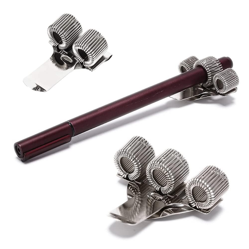 Người giữ túi bỏ túi kẹp pin clip, 10 miếng kim loại có giá đỡ bằng thép không gỉ kẹp bút chì clip been clip bạc ba lỗ/2 lỗ giữ bút kim loại cho nhà, văn phòng, bác sĩ, phi công
