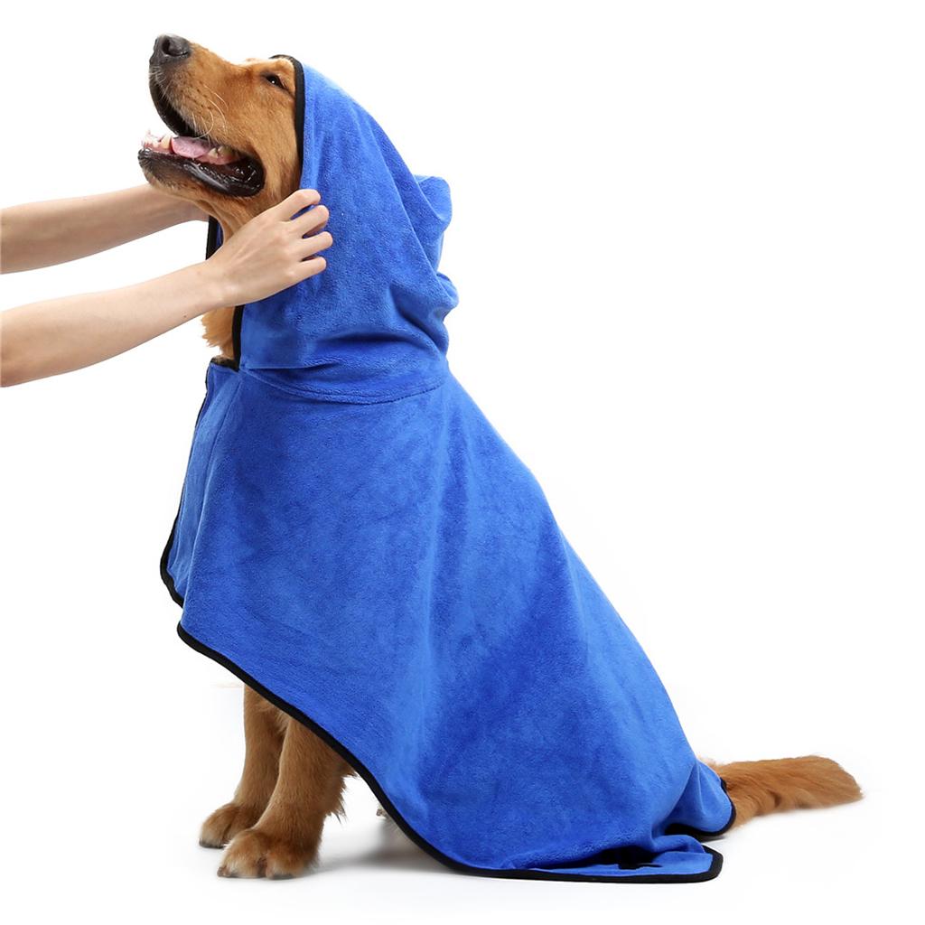 Dog Drying Towel Robe Dog Bathrobe Soft Super Absorbent Blue/Brown