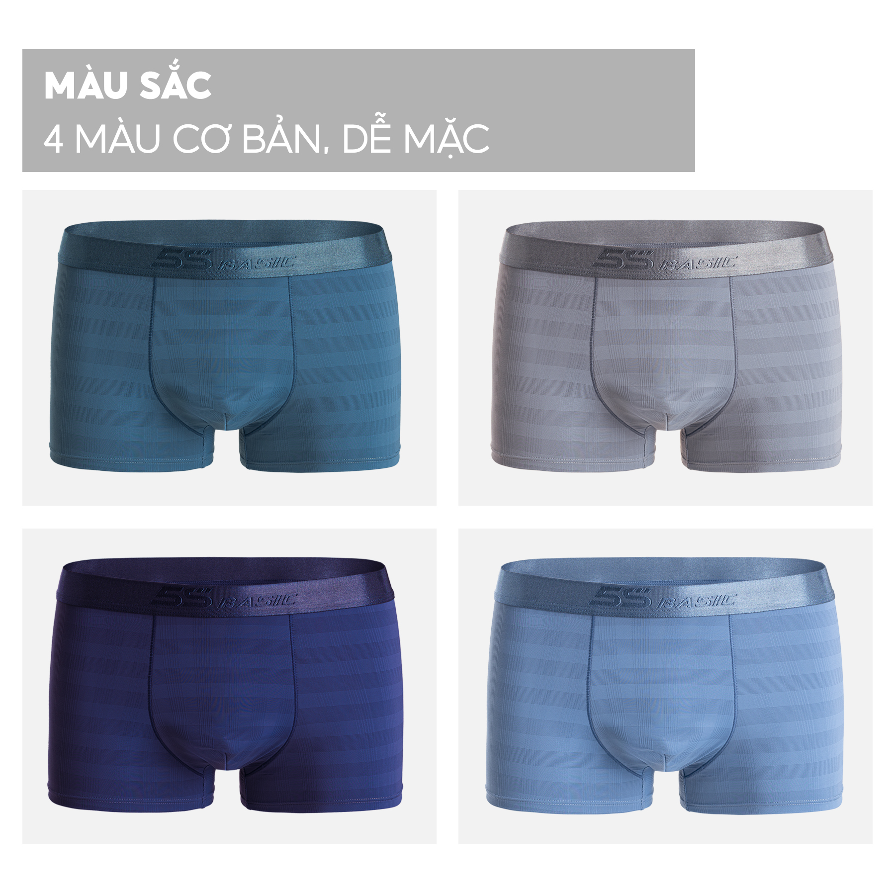 Combo 3 Quần Sịp Đùi Nam Boxer 5S, Chất Cao Cấp, Siêu Thấm Hút, Kháng Khuẩn Tốt (3C-BOX23003)