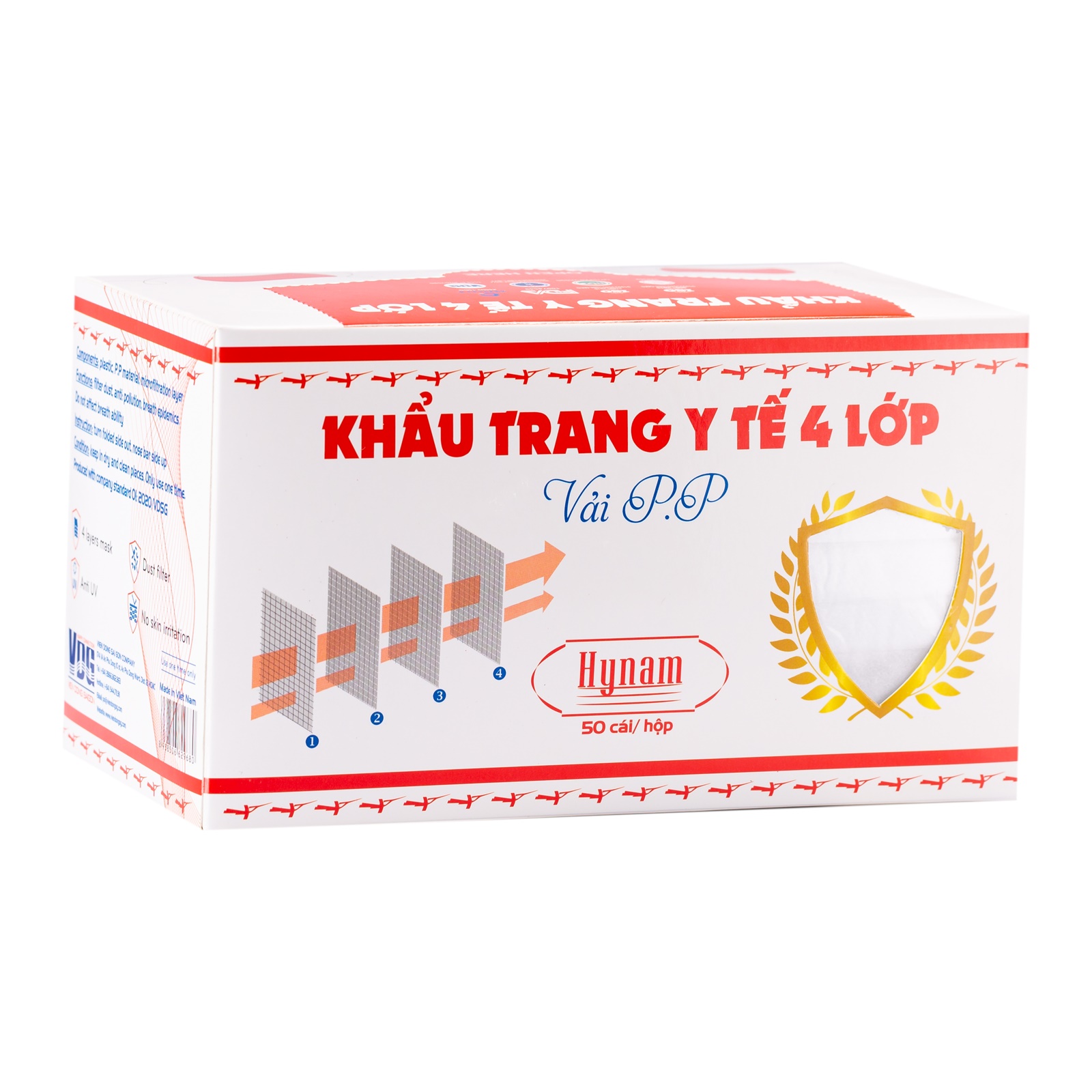 Khẩu trang y tế 4 lớp vải không dệt Hynam - (50 cái/ hộp) - Màu trắng