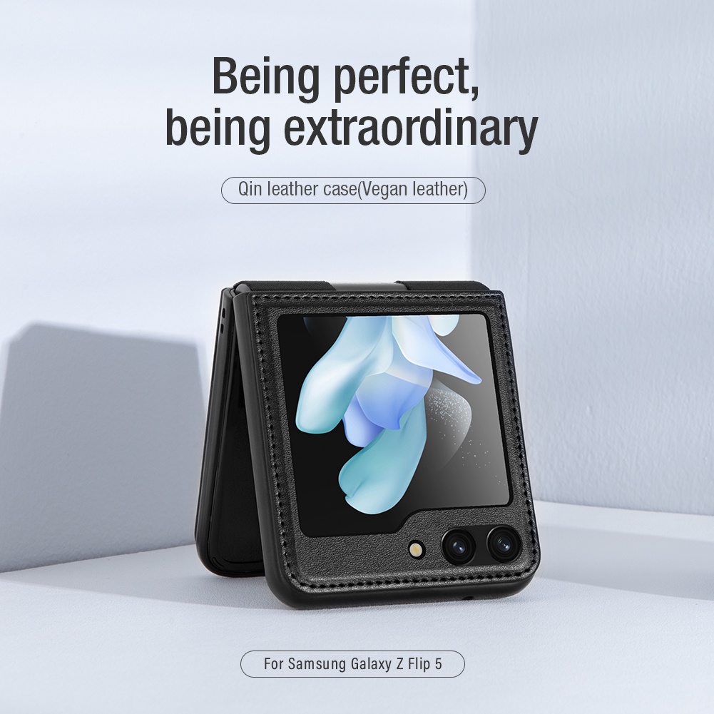 Ốp Case Nillkin Qin Leather Dành Cho Samsung Galaxy Z Flip 5 5G - Hàng Chính Hãng