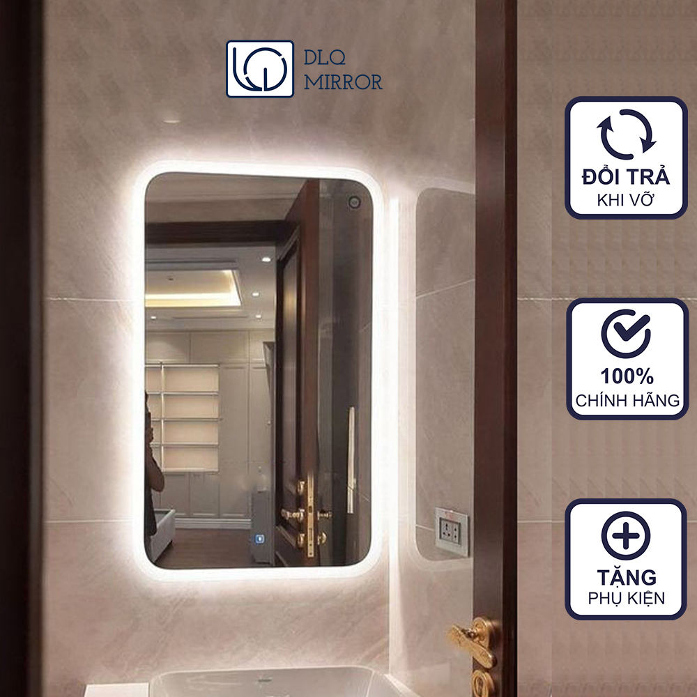 Gương Led Cảm Ứng Treo Tường Hình Chữ Nhật Đứng Cao Cấp DLQ INTERIORS Trang Trí Nhà Cửa, Phòng Tắm